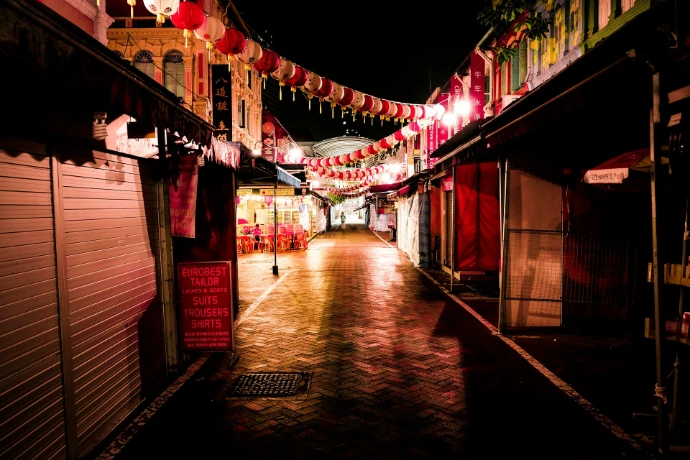 low light photography of alley